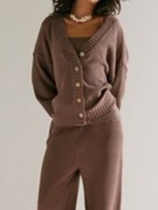 Free People Sweaters - Free People Hailee Cardigan and Pant Cotton Set FP Beach Gulf Cocoa Size Small